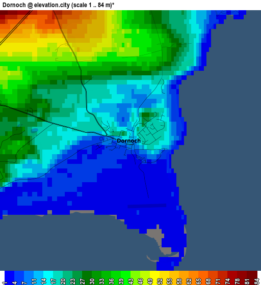 Dornoch elevation map