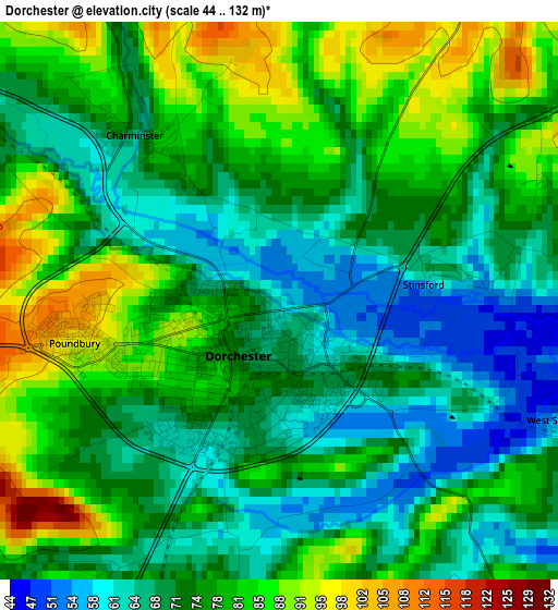 Dorchester elevation map