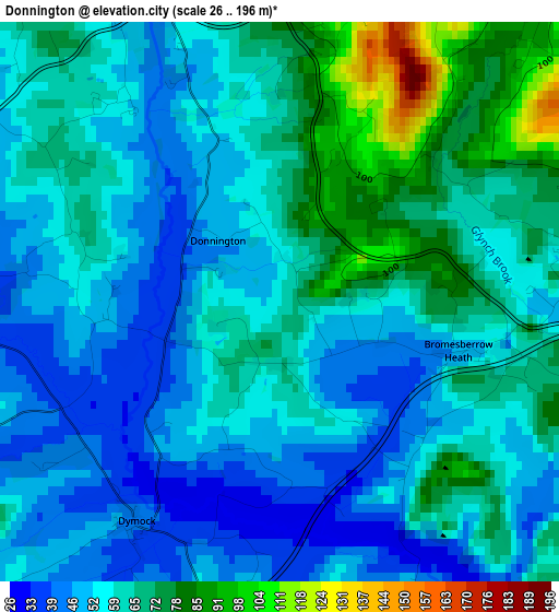 Donnington elevation map