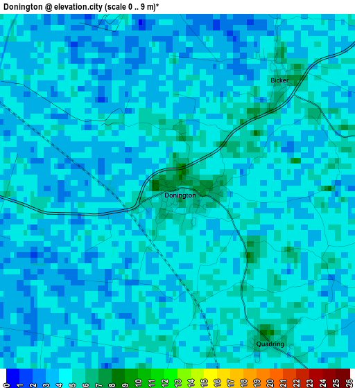 Donington elevation map