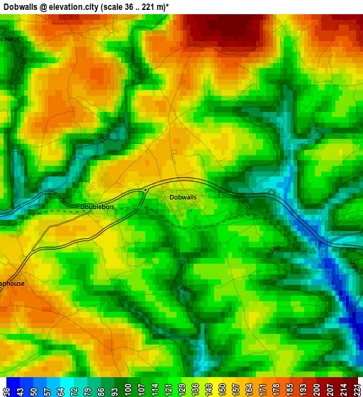 Dobwalls elevation map