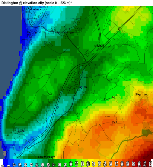 Distington elevation map