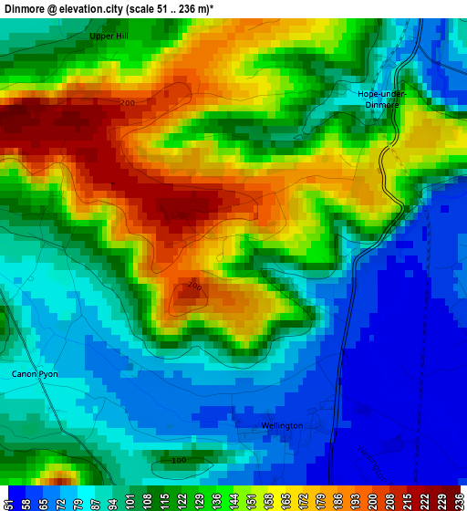 Dinmore elevation map