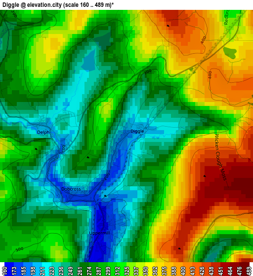 Diggle elevation map