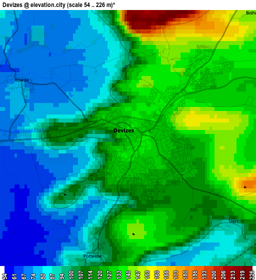 Devizes elevation map