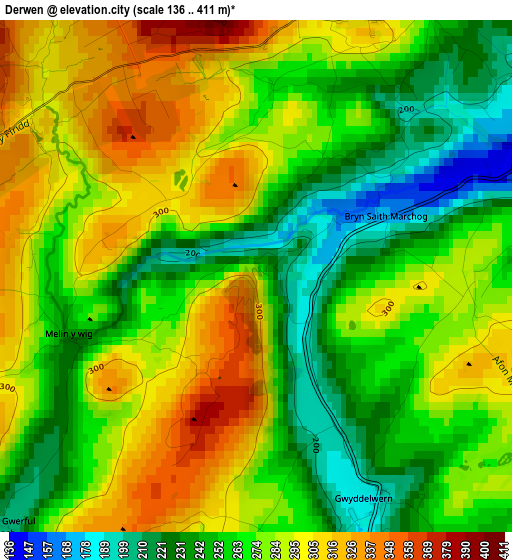 Derwen elevation map