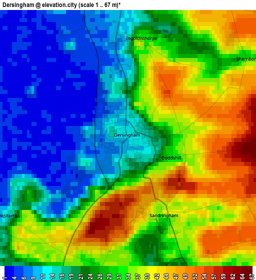 Dersingham elevation map