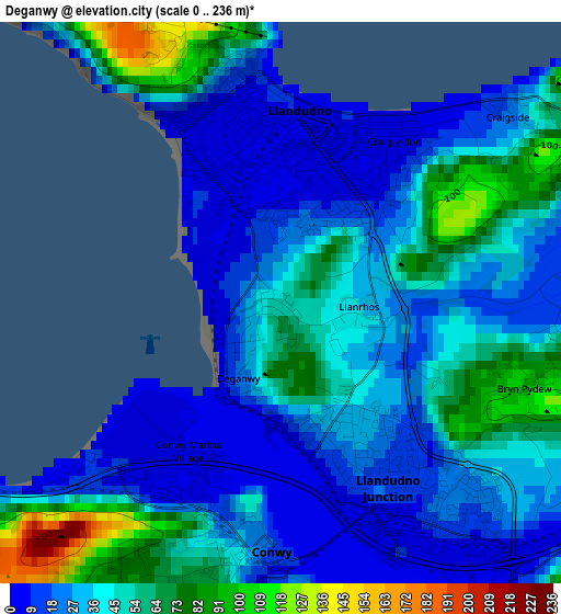 Deganwy elevation map