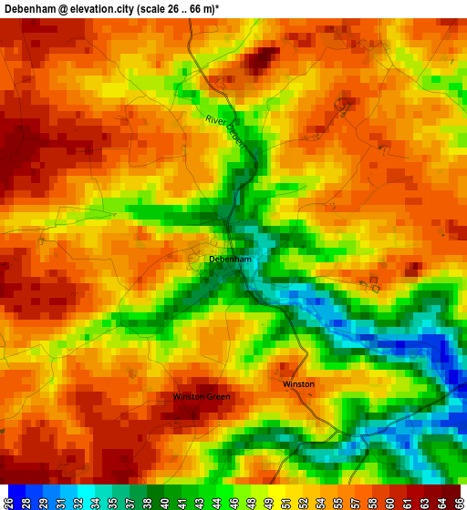 Debenham elevation map