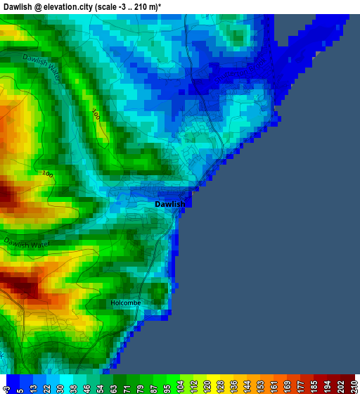 Dawlish elevation map