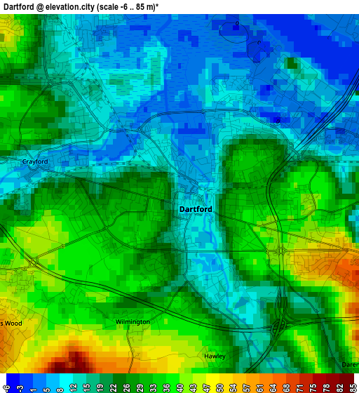 Dartford elevation map