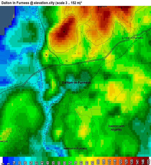 Dalton in Furness elevation map