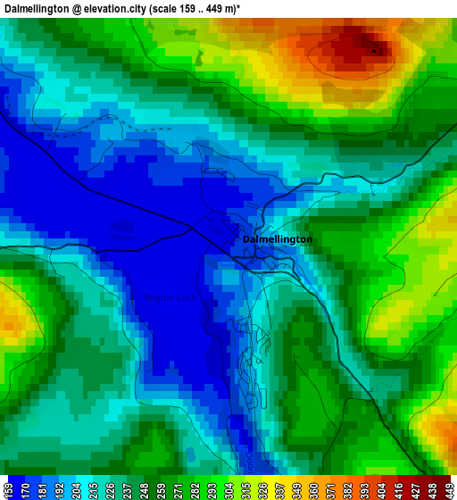 Dalmellington elevation map