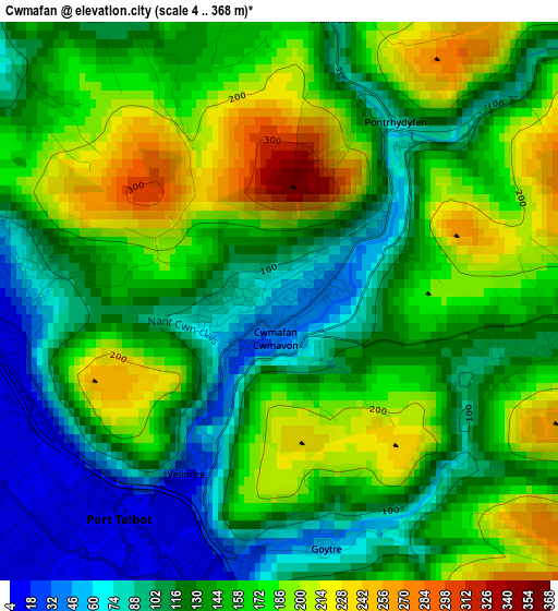 Cwmafan elevation map