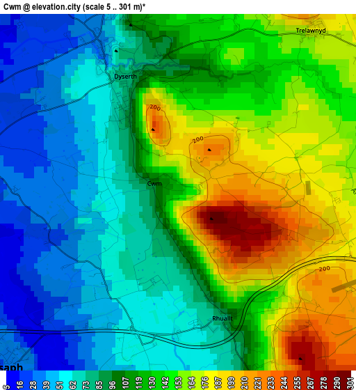 Cwm elevation map