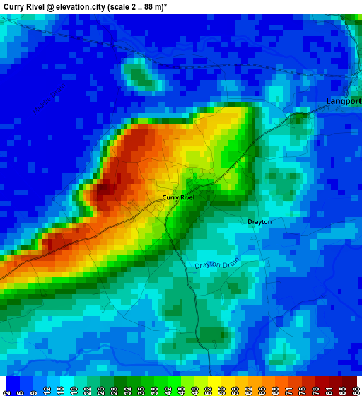 Curry Rivel elevation map