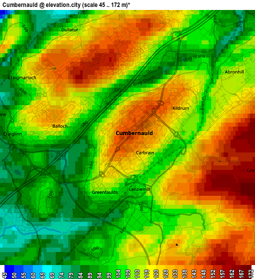 Cumbernauld elevation map