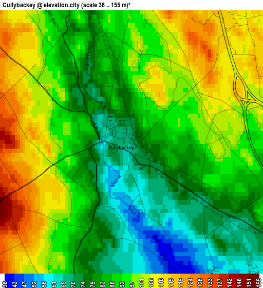 Cullybackey elevation map