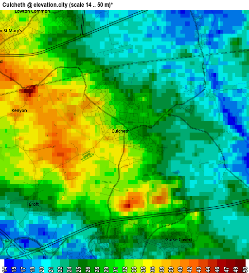 Culcheth elevation map