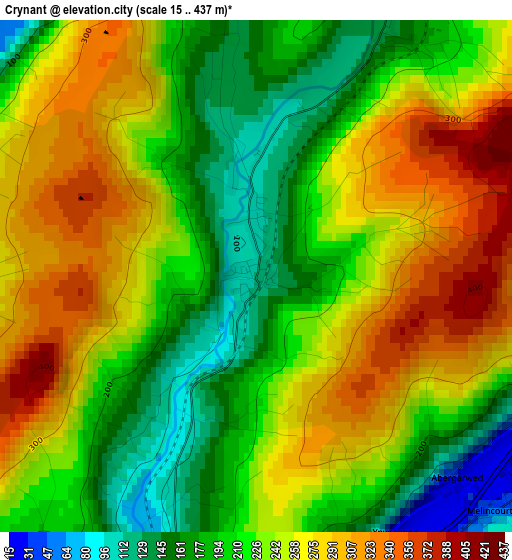 Crynant elevation map