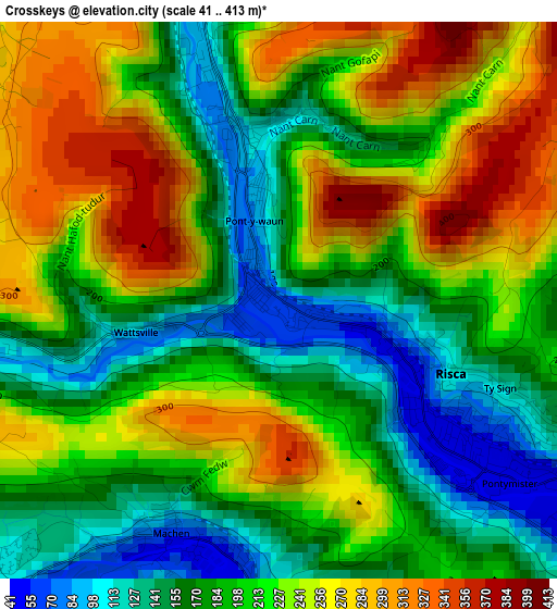 Crosskeys elevation map