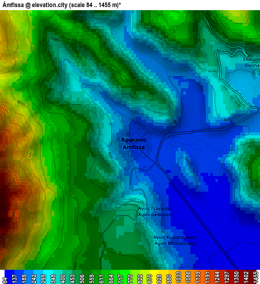 Ámfissa elevation map