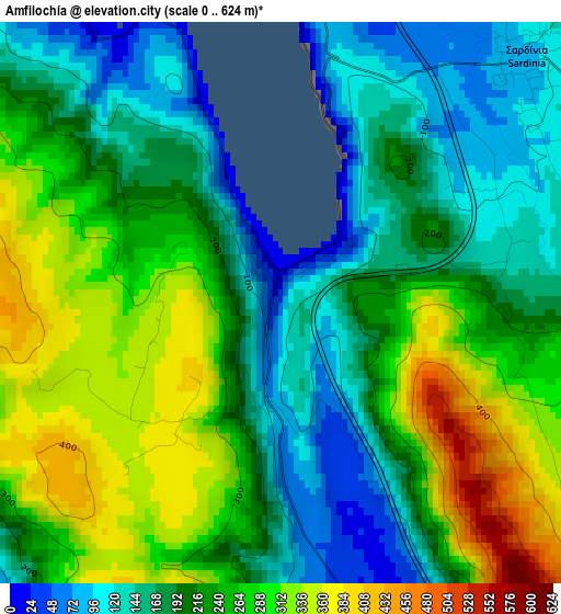 Amfilochía elevation map
