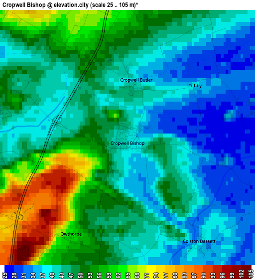 Cropwell Bishop elevation map