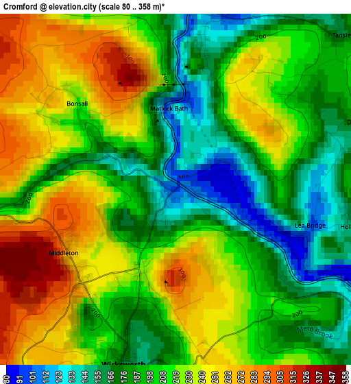 Cromford elevation map