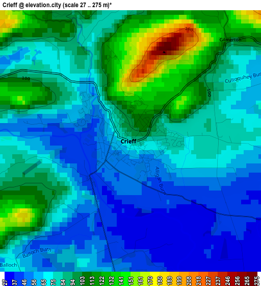 Crieff elevation map