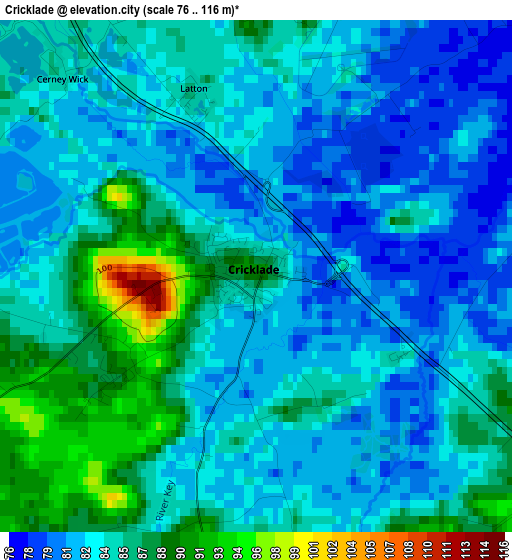 Cricklade elevation map