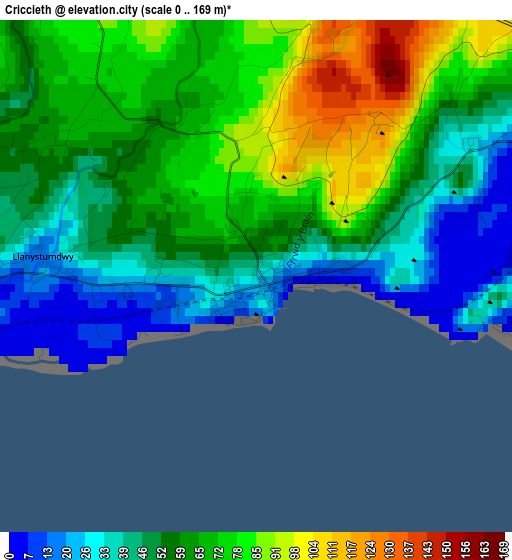 Criccieth elevation map