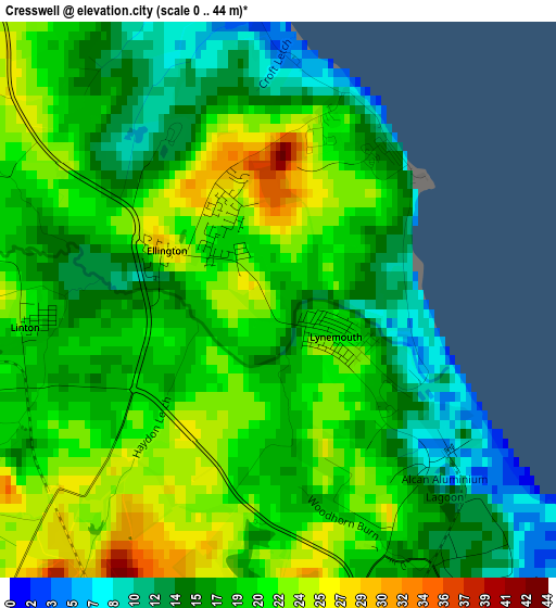 Cresswell elevation map