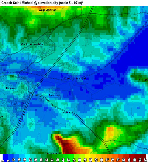 Creech Saint Michael elevation map