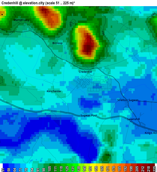 Credenhill elevation map