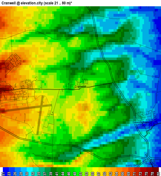 Cranwell elevation map