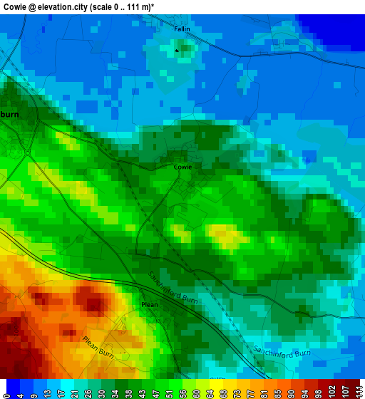 Cowie elevation map