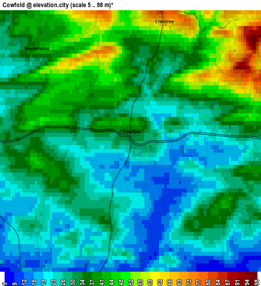 Cowfold elevation map