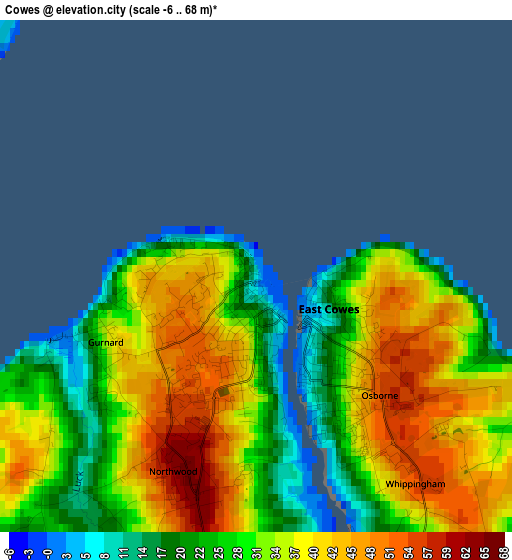 Cowes elevation map