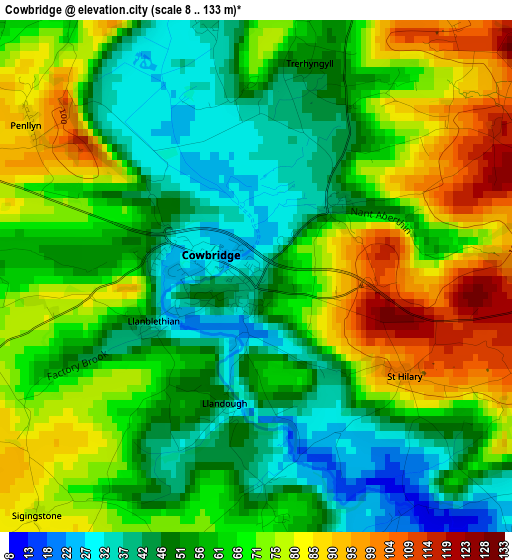 Cowbridge elevation map