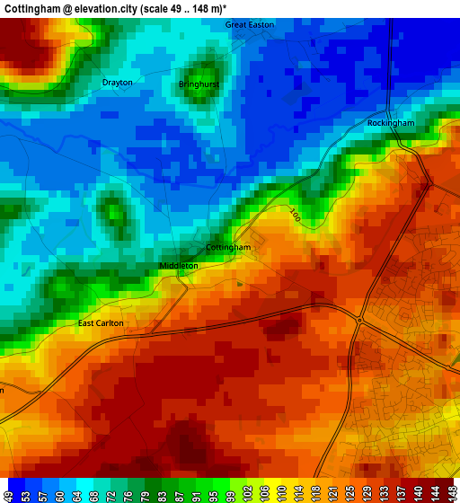 Cottingham elevation map