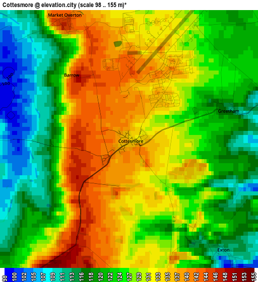 Cottesmore elevation map