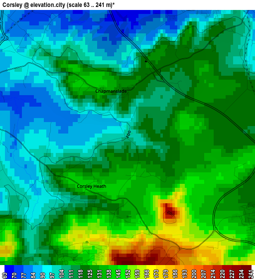 Corsley elevation map