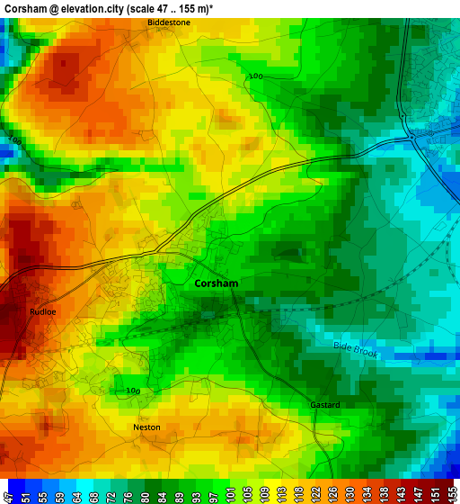 Corsham elevation map