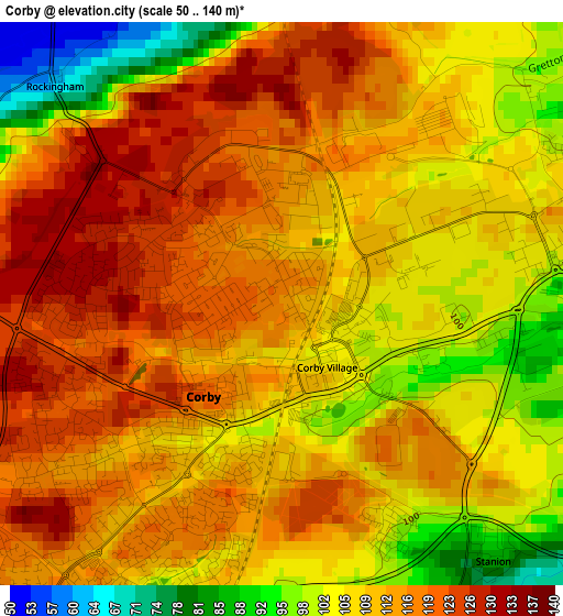Corby elevation map