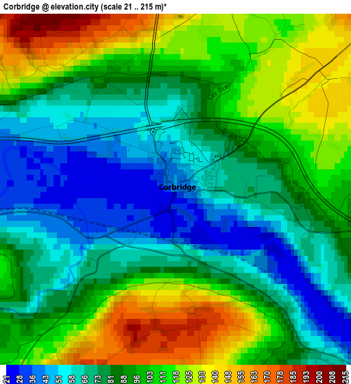 Corbridge elevation map