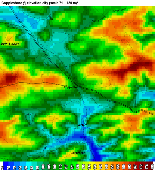 Copplestone elevation map