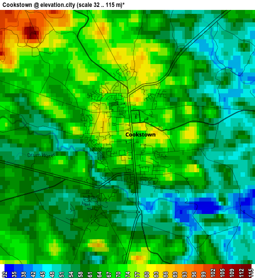 Cookstown elevation map