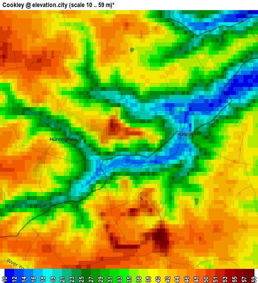 Cookley elevation map