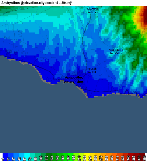 Amárynthos elevation map